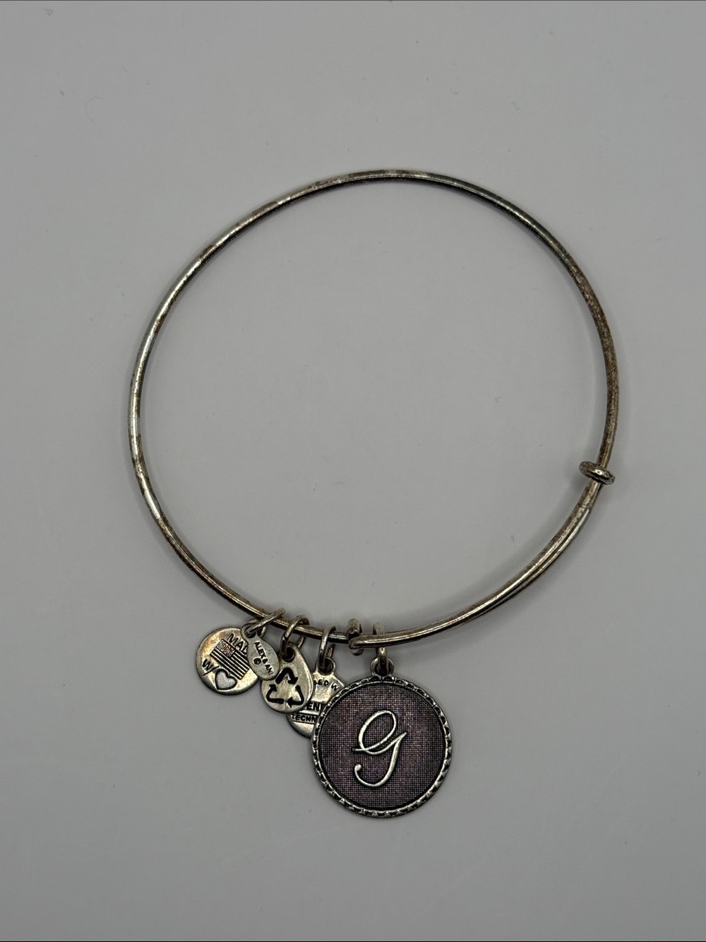 Alex and Ani - Silver G Charm Bangle Bracelet